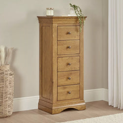 Felici 5 Tallboy Drawers - Dark Oak