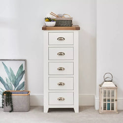 Camila 5 Tallboy Drawers - White